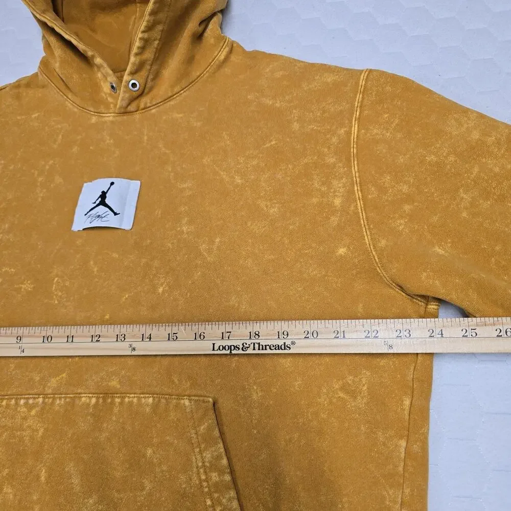 Jordan Essentials Statement Washed Fleece Pullover Hoodie Chutney Yellow Men's L